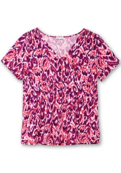 Shirt mit Alloverdruck und V-Ausschnitt