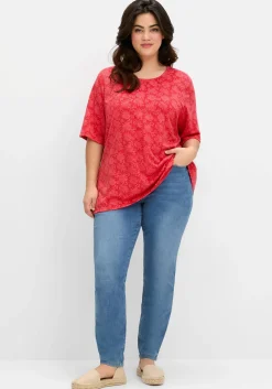 Shirt mit Alloverprint, leicht tailliert