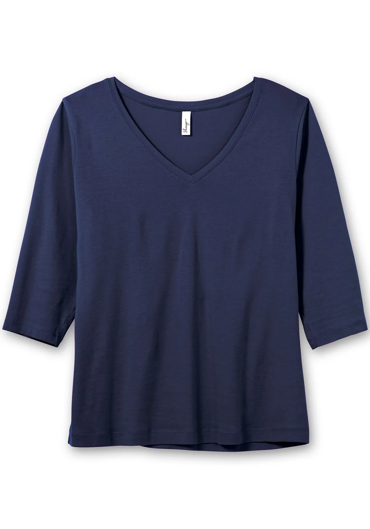 Shirt mit 3/4-Arm und V-Ausschnitt, in Rippqualität