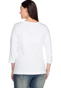 Shirt mit 3/4-Arm und V-Ausschnitt, in Rippqualität