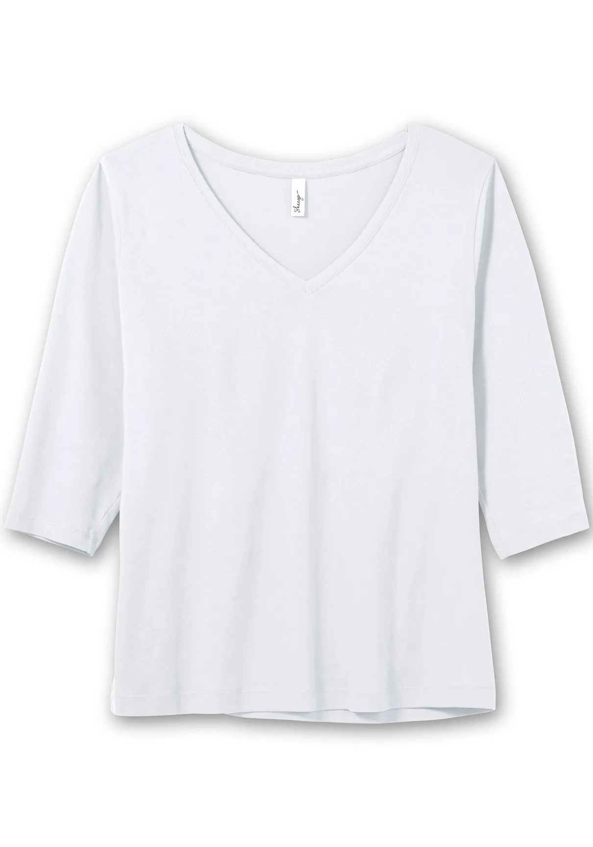 Shirt mit 3/4-Arm und V-Ausschnitt, in Rippqualität