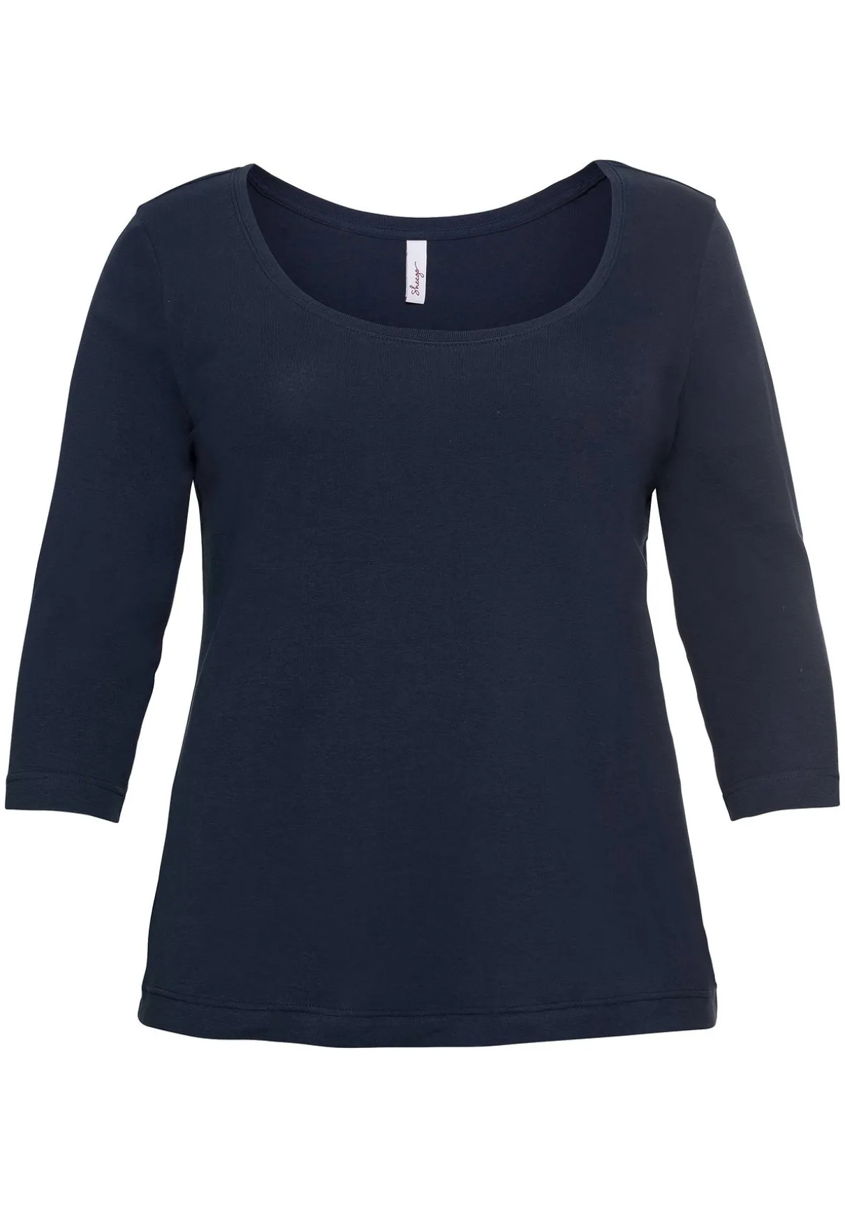 Shirt mit 3/4-Arm und weitem Rundhalsausschnitt