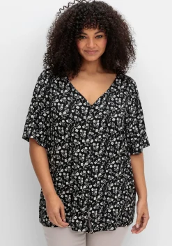 Shirt mit Blümchenprint und Knopfleiste