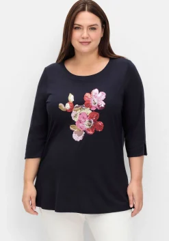Shirt mit Blumenstickerei aus Pailletten
