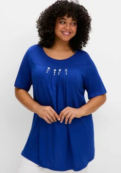 Shirt mit Faltendetails und Ziersteinen