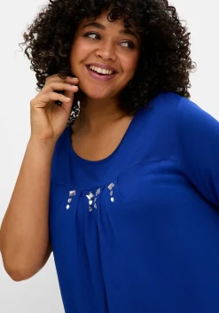 Shirt mit Faltendetails und Ziersteinen