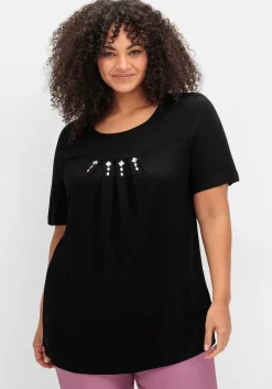 Shirt mit Faltendetails und Ziersteinen