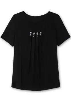 Shirt mit Faltendetails und Ziersteinen