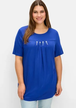 Shirt mit Faltendetails und Ziersteinen