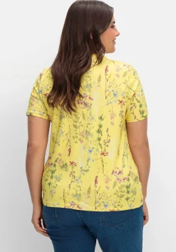 Shirt mit Faltenpartie am Stehkragen