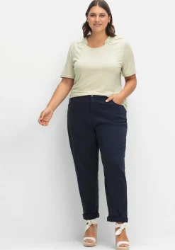 Shirt mit Faltenpartie am Stehkragen