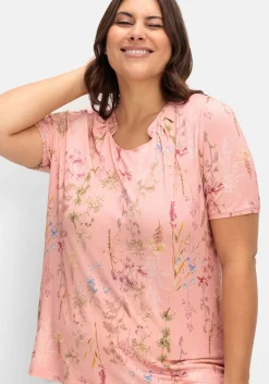 Shirt mit Faltenpartie am Stehkragen