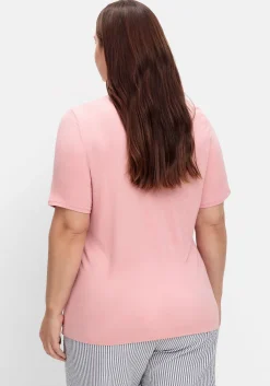 Shirt mit Faltenpartie am Stehkragen