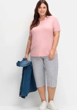 Shirt mit Faltenpartie am Stehkragen