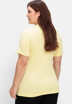 Shirt mit Faltenpartie am Stehkragen