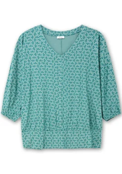 Shirt mit 3/4-Fledermausärmeln und V-Ausschnitt