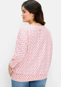 Shirt mit 3/4-Fledermausärmeln und V-Ausschnitt