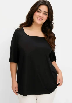 Shirt mit Karree-Ausschnitt, leicht tailliert