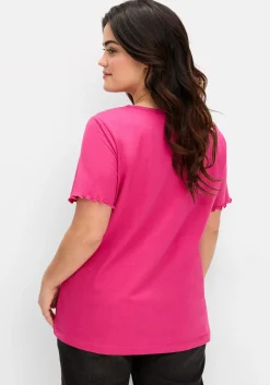 Shirt mit Lochstickerei-Einsatz vorn