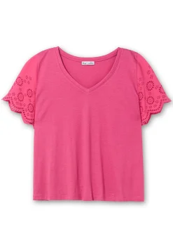 Shirt mit Lochstickerei-Ärmeln