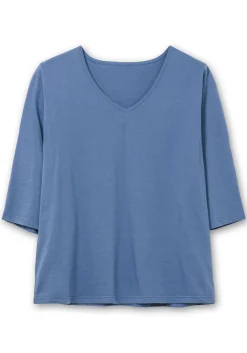 Shirt mit 3/4-Ärmeln und V-Ausschnitt