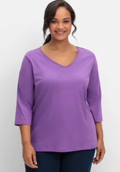 Shirt mit 3/4-Ärmeln und V-Ausschnitt