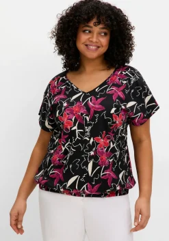 Shirt mit Ärmel-Schlitz und Alloverdruck