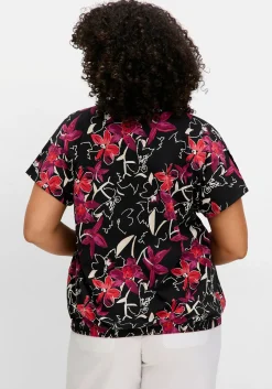 Shirt mit Ärmel-Schlitz und Alloverdruck