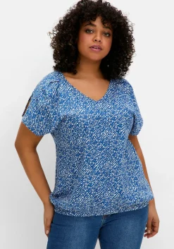 Shirt mit Ärmel-Schlitz und Alloverdruck