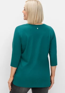 Shirt mit Rundhals und Schlitz, 3/4-Ärmel