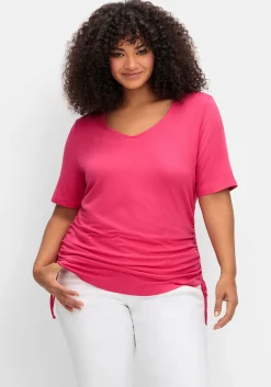 Shirt mit seitlichem Tunnelzug und längerem Halbarm