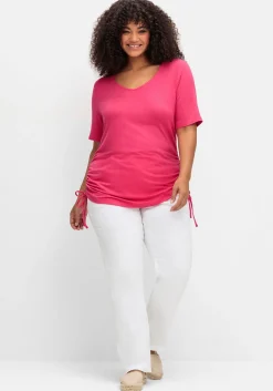 Shirt mit seitlichem Tunnelzug und längerem Halbarm