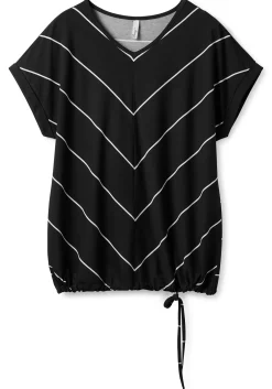 Shirt mit Streifen und Bindeband am Saum