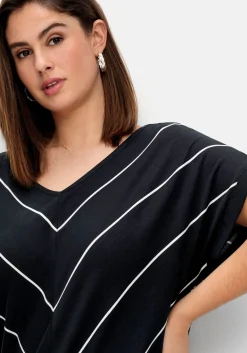 Shirt mit Streifen und Bindeband am Saum