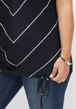 Shirt mit Streifen und Bindeband am Saum