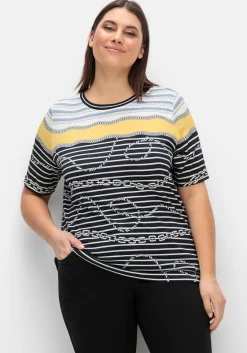 Shirt mit Streifendruck und Kettenmotiven