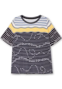 Shirt mit Streifendruck und Kettenmotiven