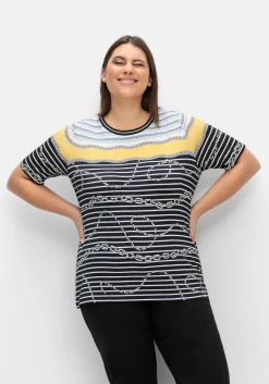 Shirt mit Streifendruck und Kettenmotiven