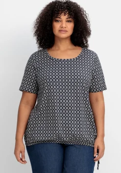 Shirt mit Tunnelzug am Saum und Alloverprint