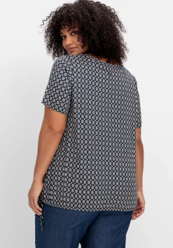 Shirt mit Tunnelzug am Saum und Alloverprint