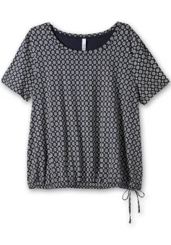 Shirt mit Tunnelzug am Saum und Alloverprint