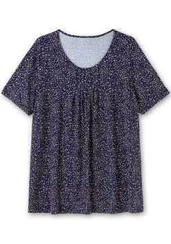 Shirt mit Tupfen-Alloverdruck und gelegten Falten