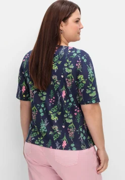 Shirt mit U-Boot-Ausschnitt und floralem Print