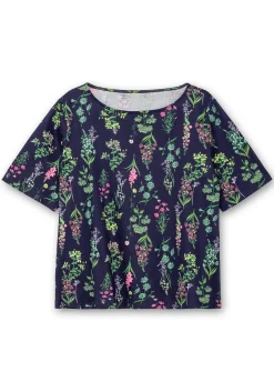 Shirt mit U-Boot-Ausschnitt und floralem Print