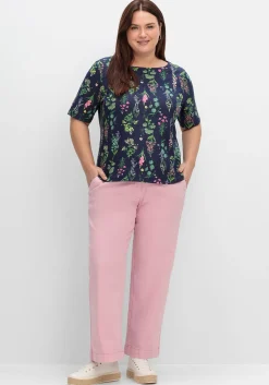 Shirt mit U-Boot-Ausschnitt und floralem Print