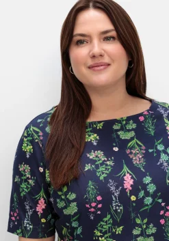 Shirt mit U-Boot-Ausschnitt und floralem Print