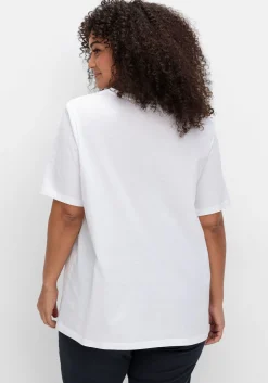 Shirt mit V-Ausschnitt, aus leichtem Jersey