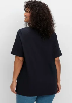 Shirt mit V-Ausschnitt, aus leichtem Jersey