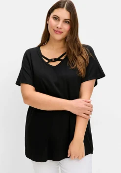 Shirt mit verziertem V-Ausschnitt