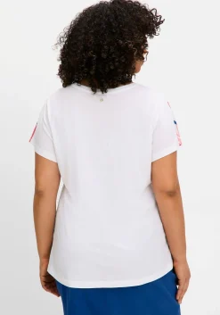 Shirt mit weitem Rundhals und großem Blütenprint